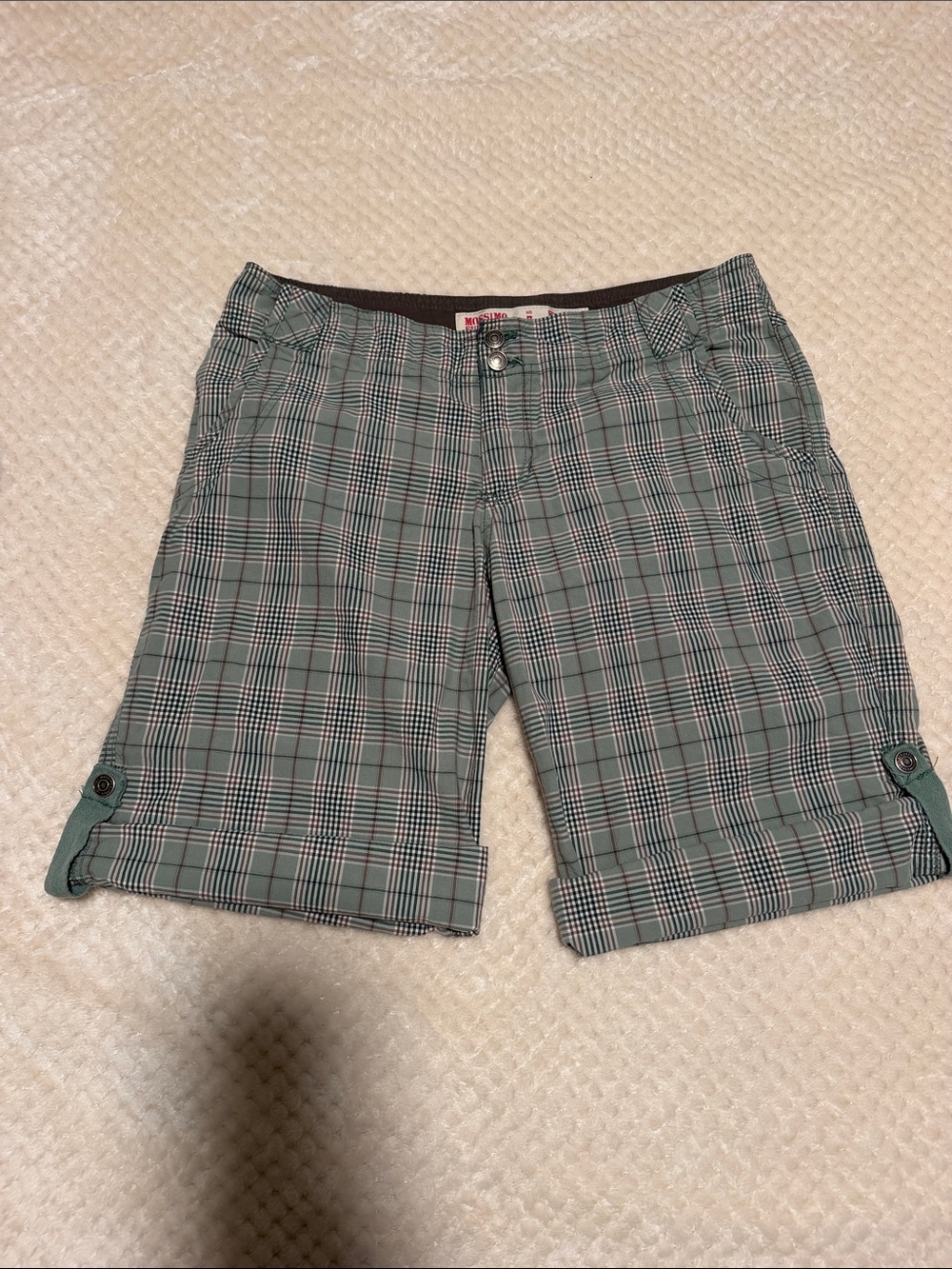 Mossimo Supply Co. Green Plaid Women's Bermuda Shorts